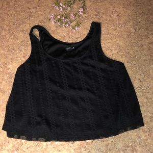 Black Embroidered Forever21 Crop Top